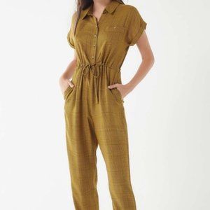 Urban Outfitters Mustard Plaid Jumpsuit